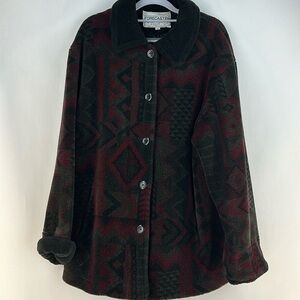 Vintage Forecaster Sport Southwestern Fleece/Sherpa Button Down Coat, M